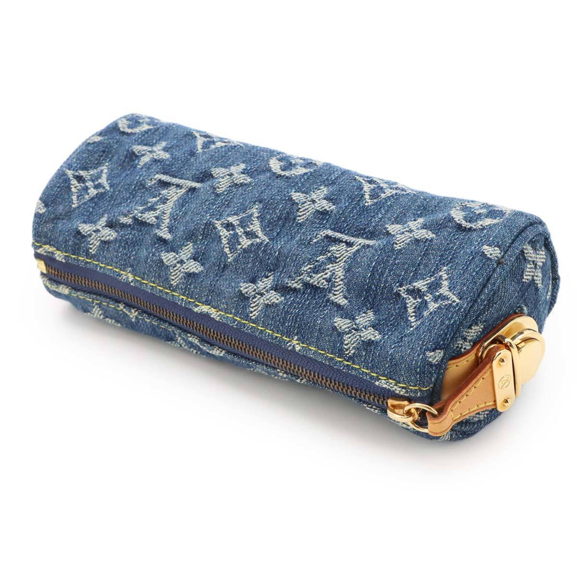 Louis Vuitton Monogram Denim Trousse Speedy GM Handbag Pouch Blue M95081 Gold Hardware — Like New
