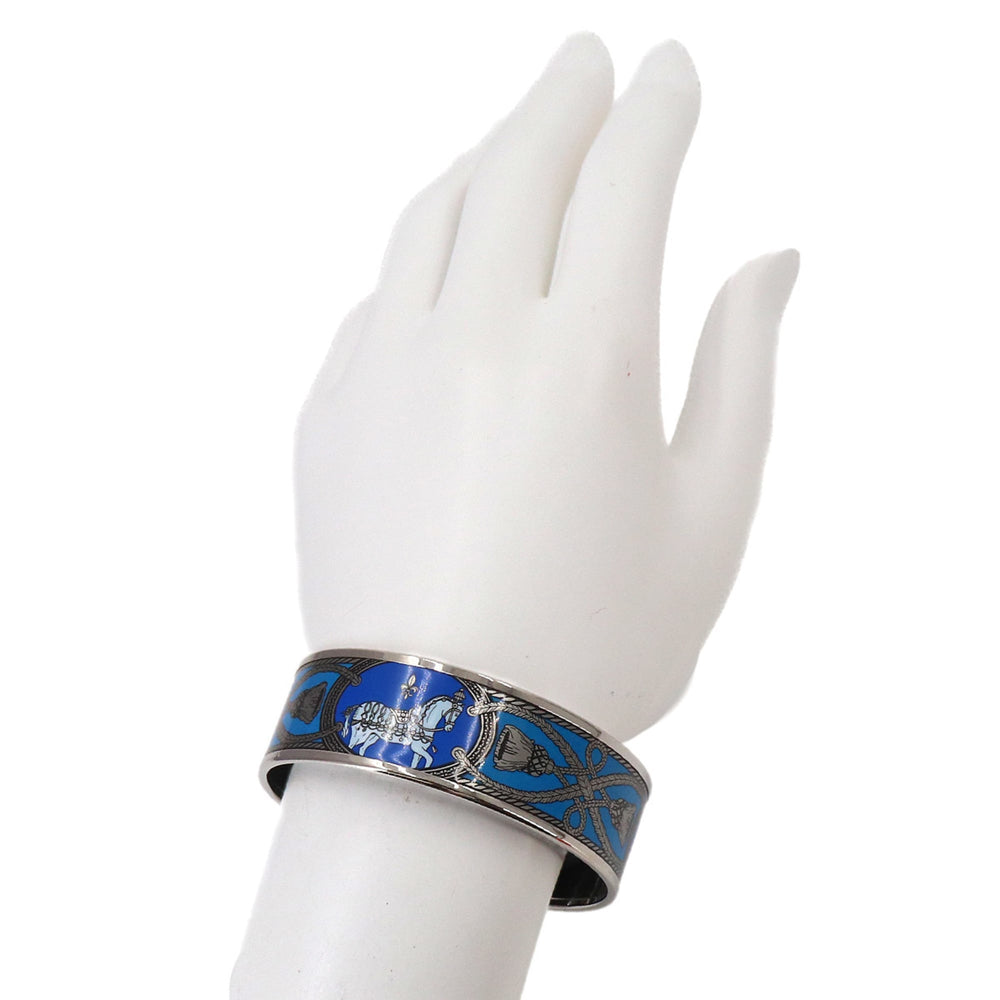 Hermes HERMES Email GM Bangle Bracelet Blue Silver Horse — New - Store Return