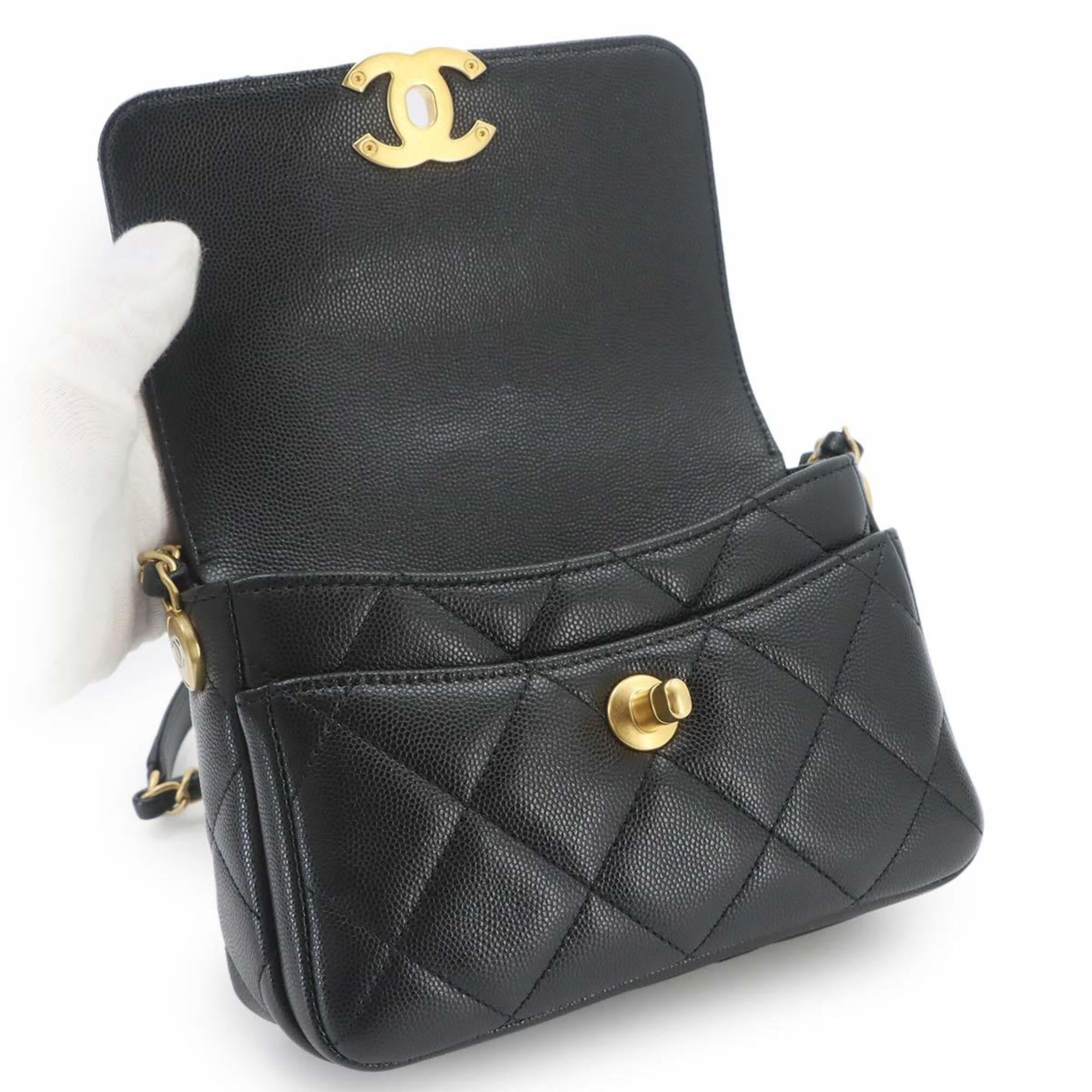Chanel Matelasse Mini Flap Chain Shoulder Handbag, Caviar Leather, Black with Gold Hardware — New - Store Return