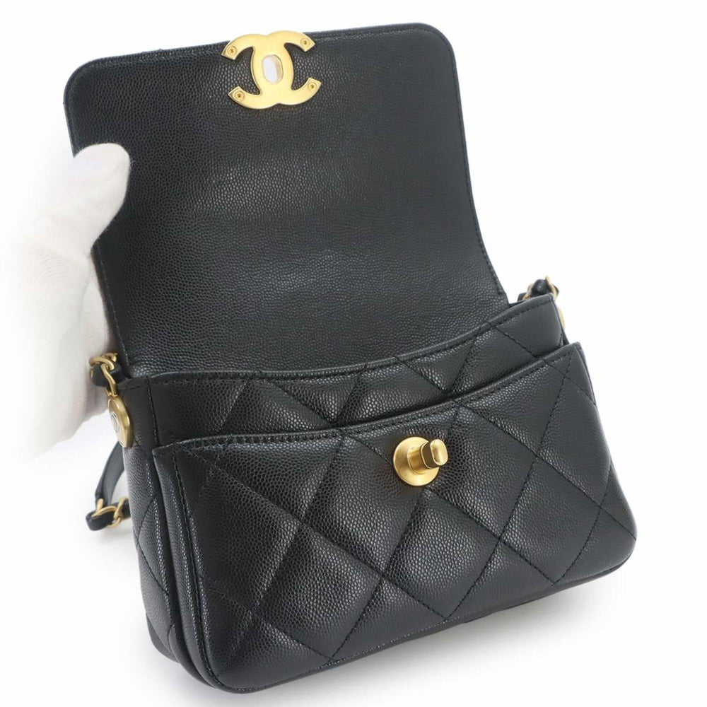 Chanel Matelasse Mini Flap Chain Shoulder Handbag, Caviar Leather, Black with Gold Hardware — New - Store Return