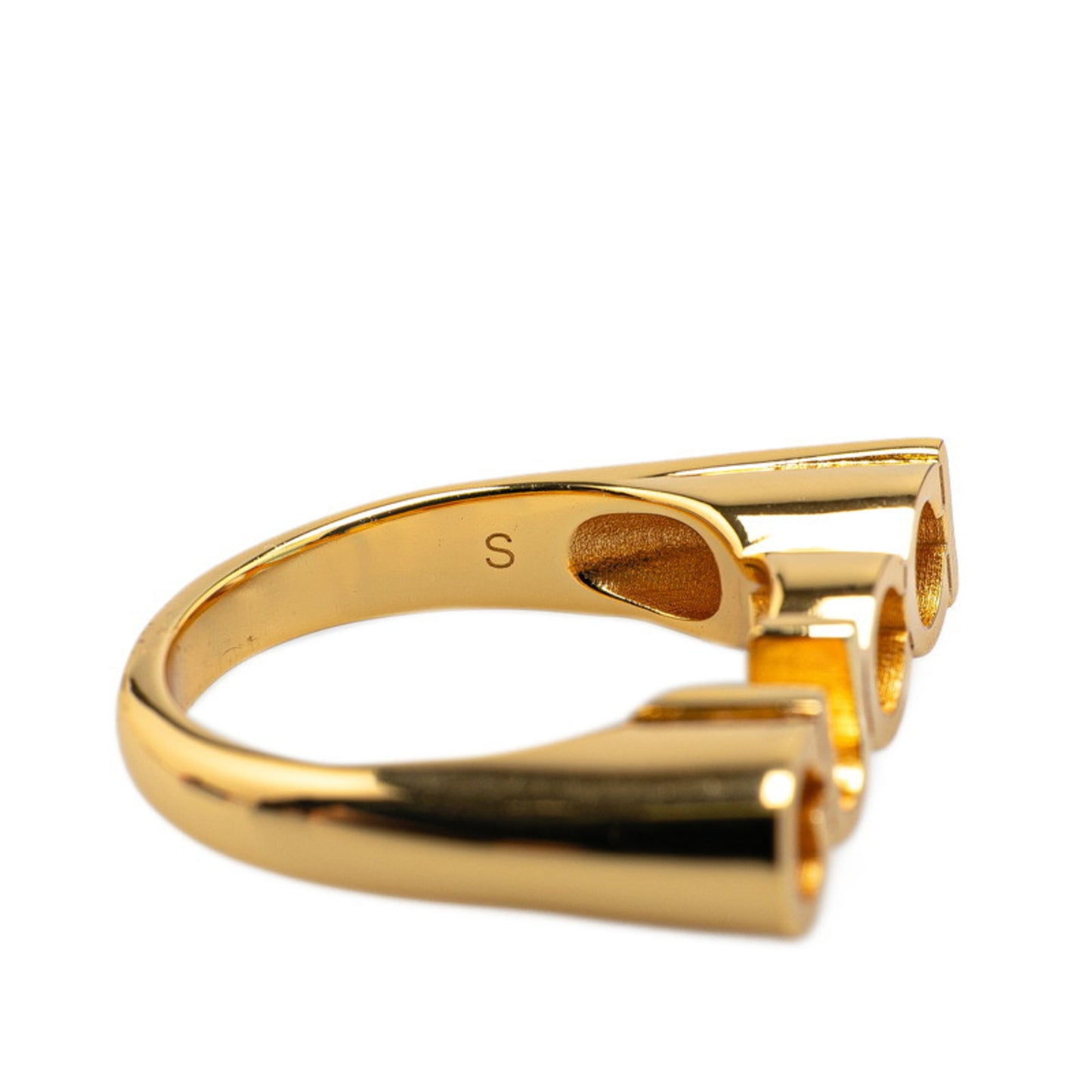 Gucci Logo Ring, Size Small, Gold Plated, Women's