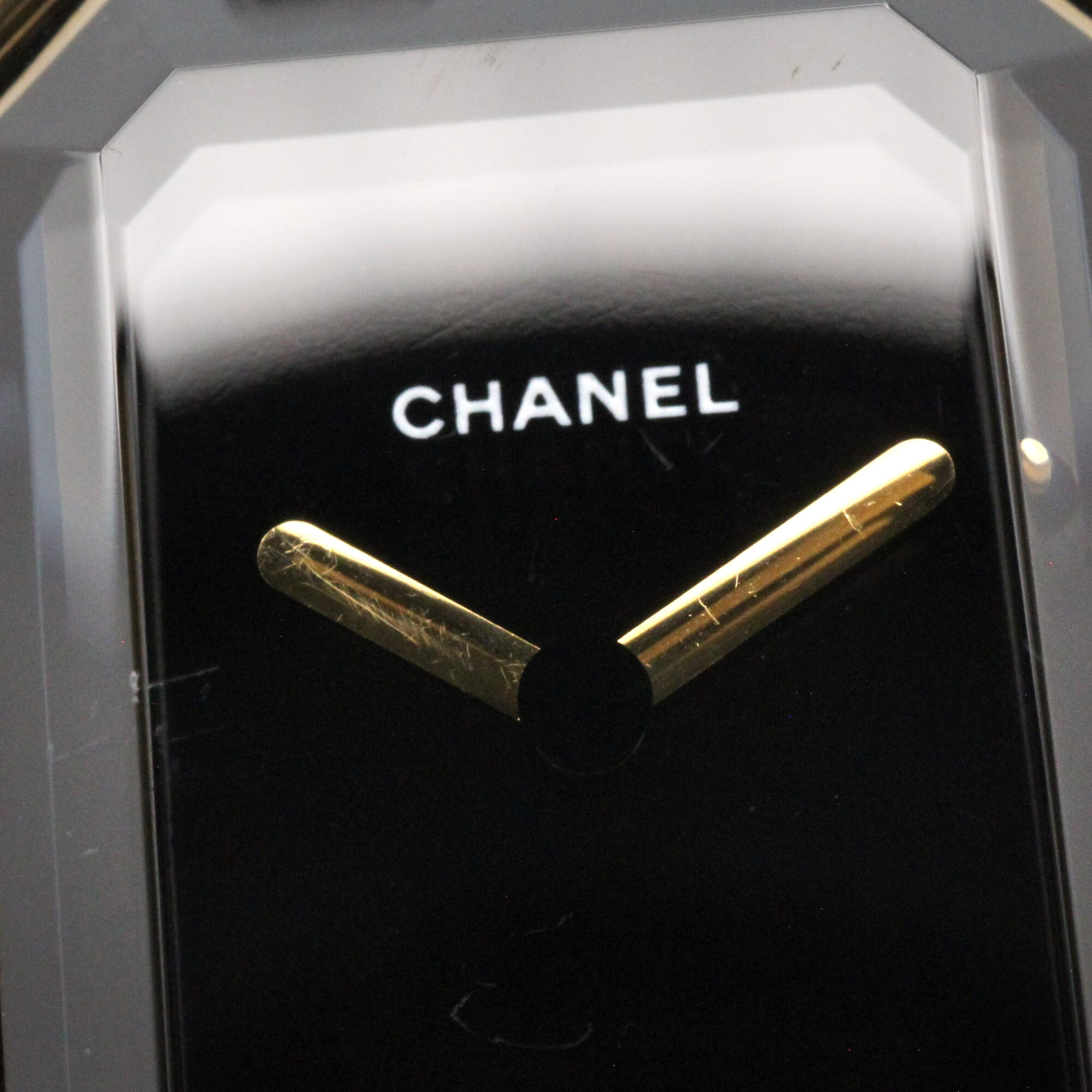 Chanel CHANEL Première M Wristwatch, Gold Plated (GP), Leather Strap, Women's, Black, H0001 — Very Good