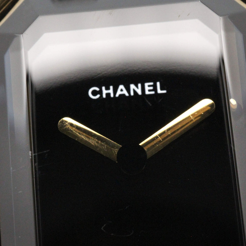 Chanel CHANEL Première M Wristwatch, Gold Plated (GP), Leather Strap, Women's, Black, H0001 — Very Good