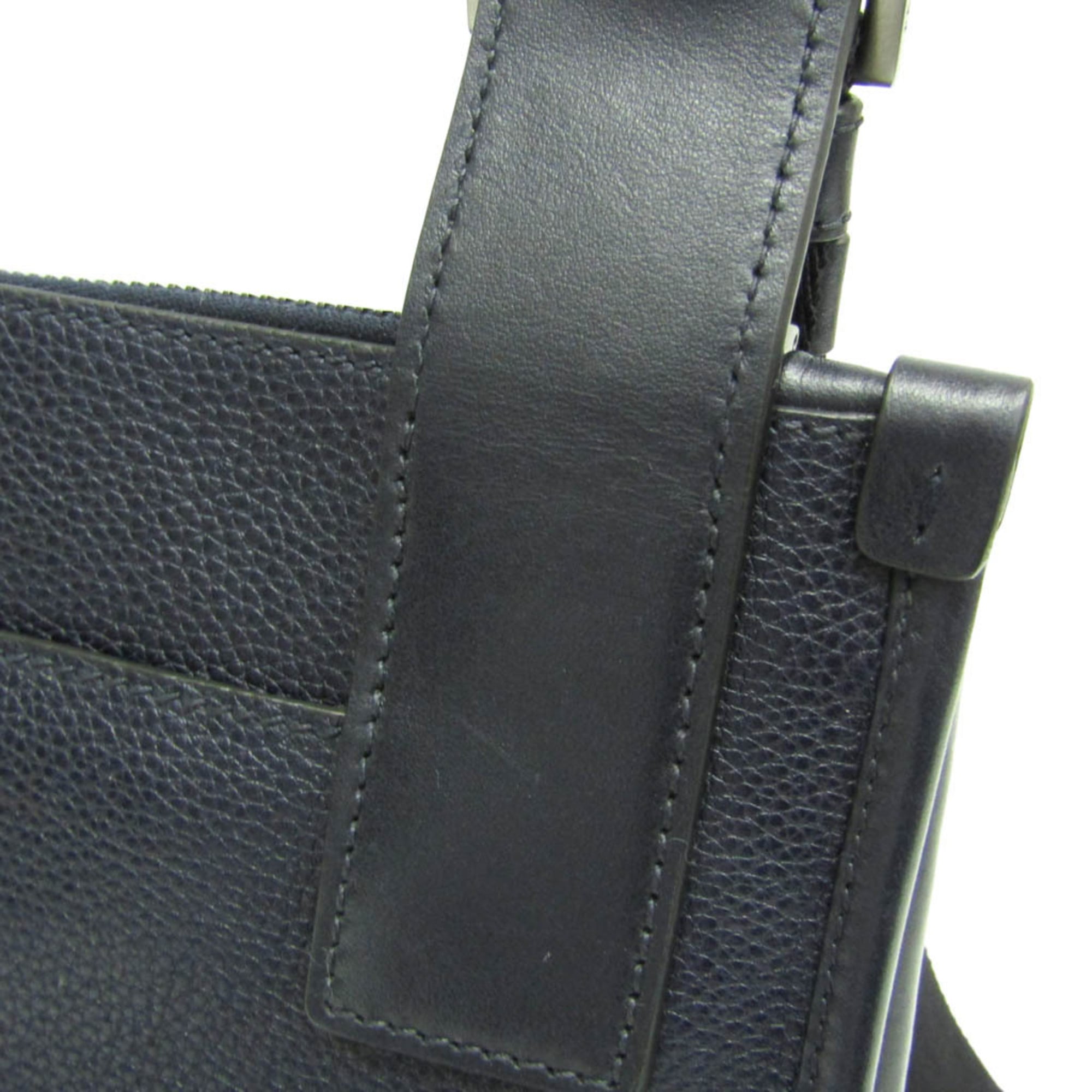 Prada 2VH047 Men's Leather Messenger Bag,Shoulder Bag Black,Dark Navy — Like New