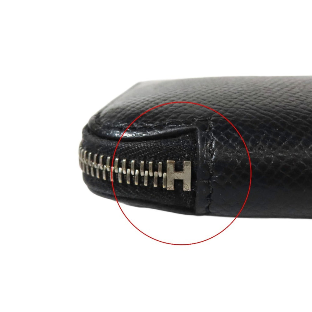 HERMES AZAP Silk-in Long Wallet with Round Zipper, "Fantastic Flora" Scarf Design, Leather, Black, for Men and Women