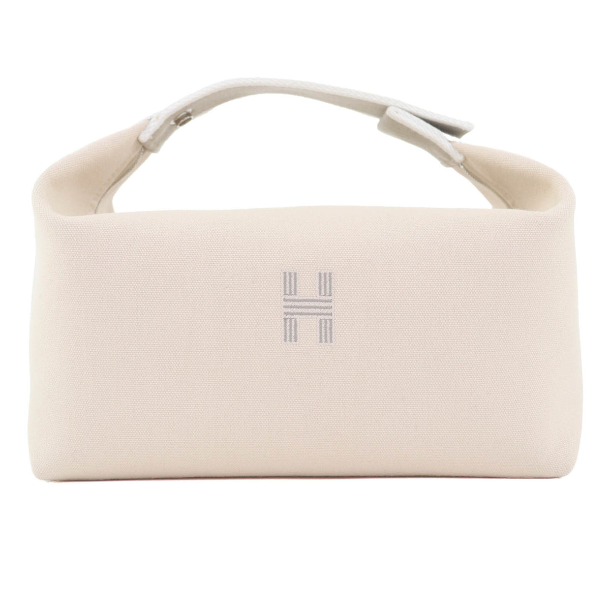 HERMES Bride-à-Brac GM 100% Cotton H Logo Sellier Button Handbag Pouch Ivory Made in France Women's — Like New