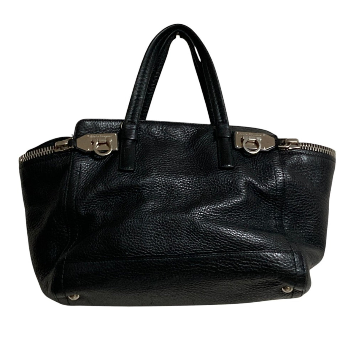 Salvatore Ferragamo Leather Gancini Handbag EZ-21 E424 Black Women's — Like New