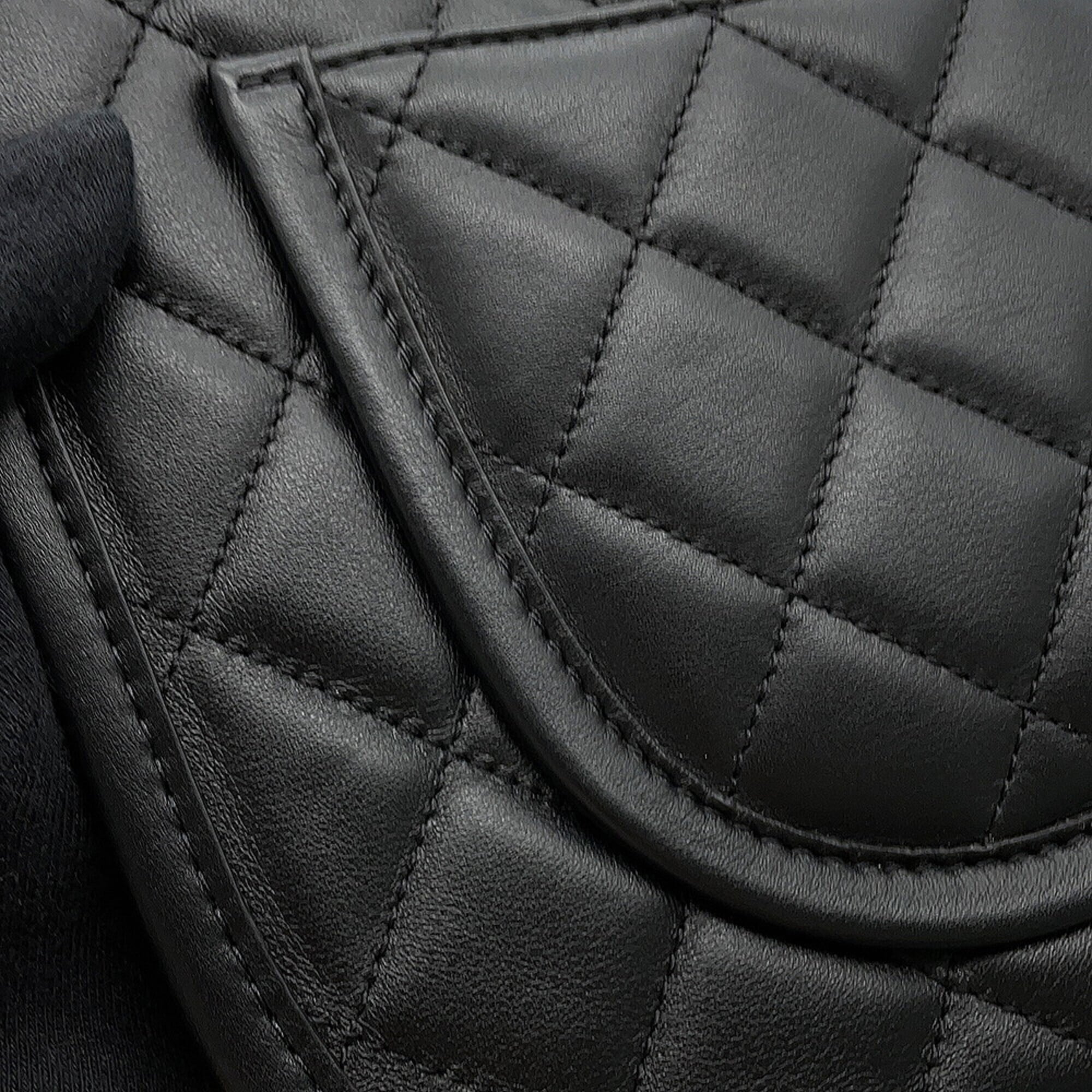 Chanel Chain Shoulder Bag, Matelassé, Coco Mark, Hobo, Lambskin, CHANEL 2-way, Black, Handbag, Women's — Like New