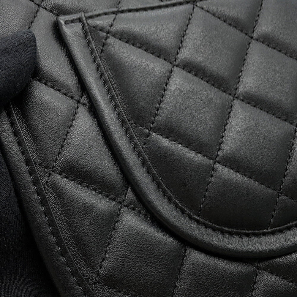 Chanel Chain Shoulder Bag, Matelassé, Coco Mark, Hobo, Lambskin, CHANEL 2-way, Black, Handbag, Women's — Like New