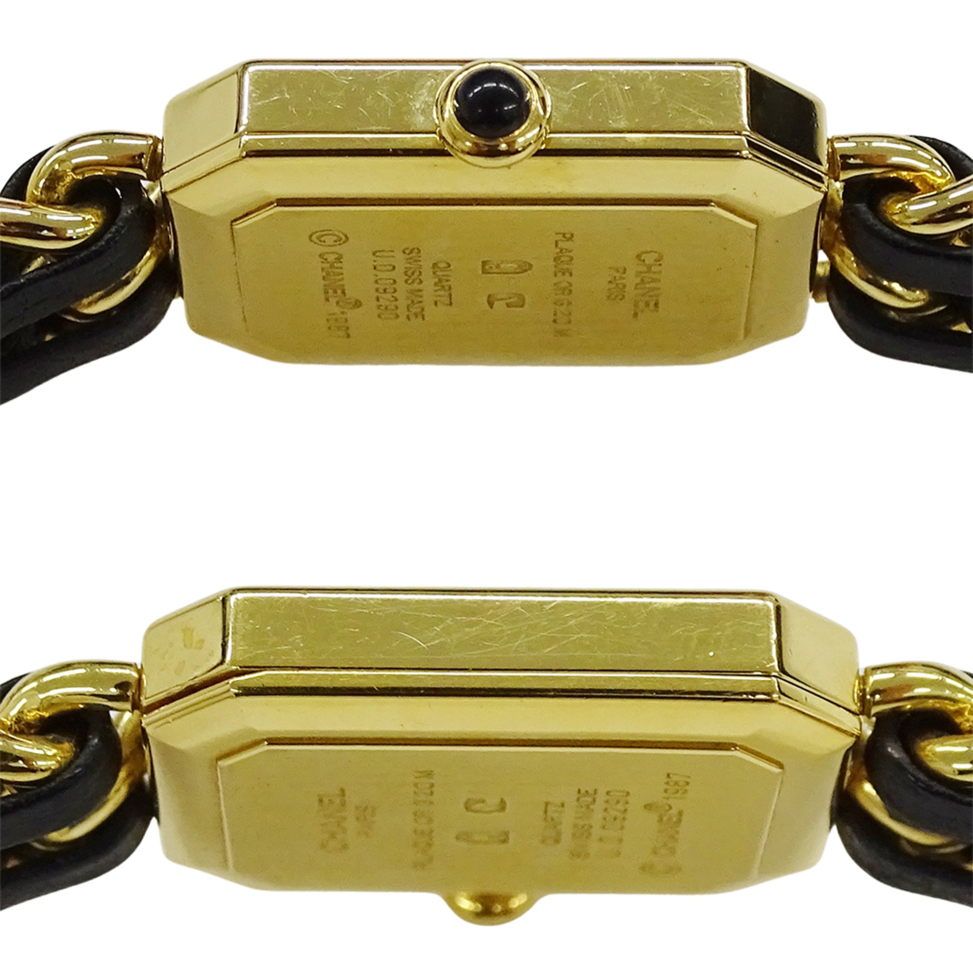 Chanel CHANEL Women's Watch Brand Premiere Quartz QZ GP Leather M Size H0001 Square Gold Black — Good