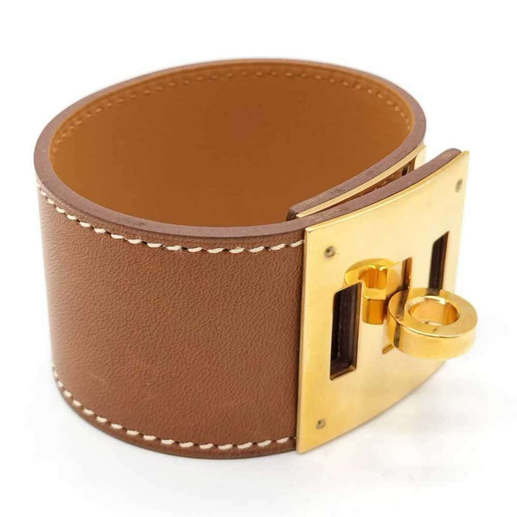 Hermes Hermès Kelly Dog Bangle Bracelet in Brown Box Calf Leather