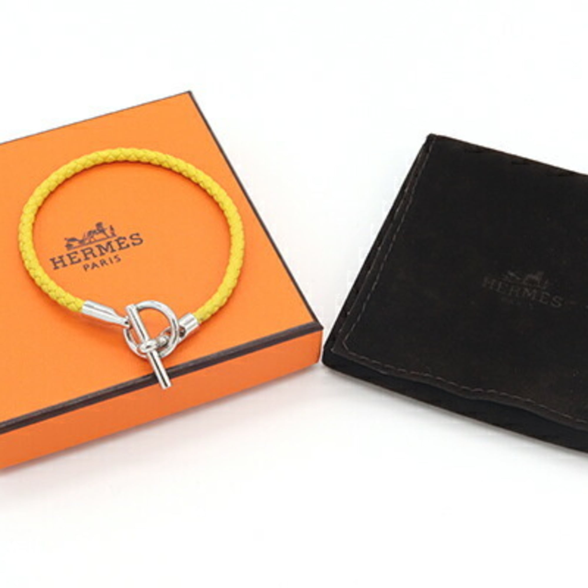 Hermes Glenan Yellow Leather Bangle Bracelet for Women — Like New