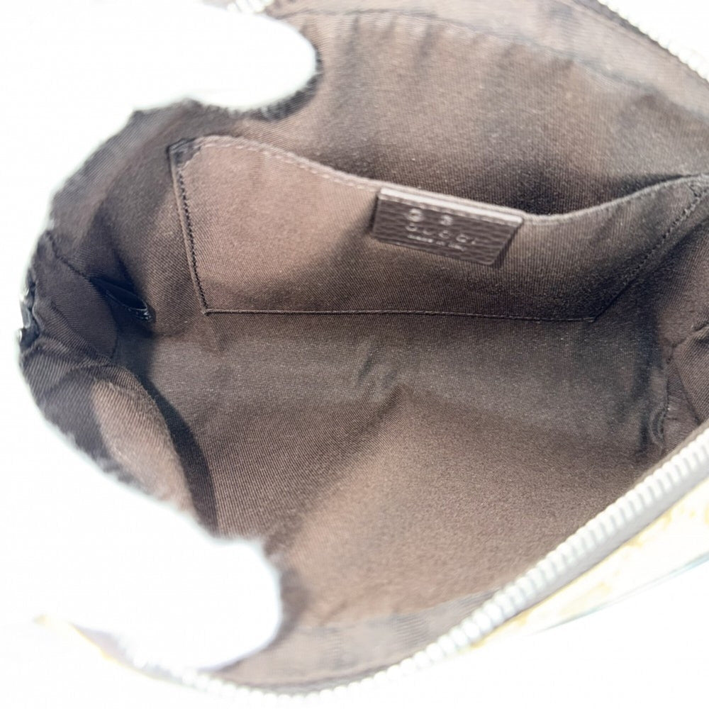 Gucci waist bag for men, pouch, body bag, GUCCI 449174 GG canvas leather brown with silver hardware — Like New