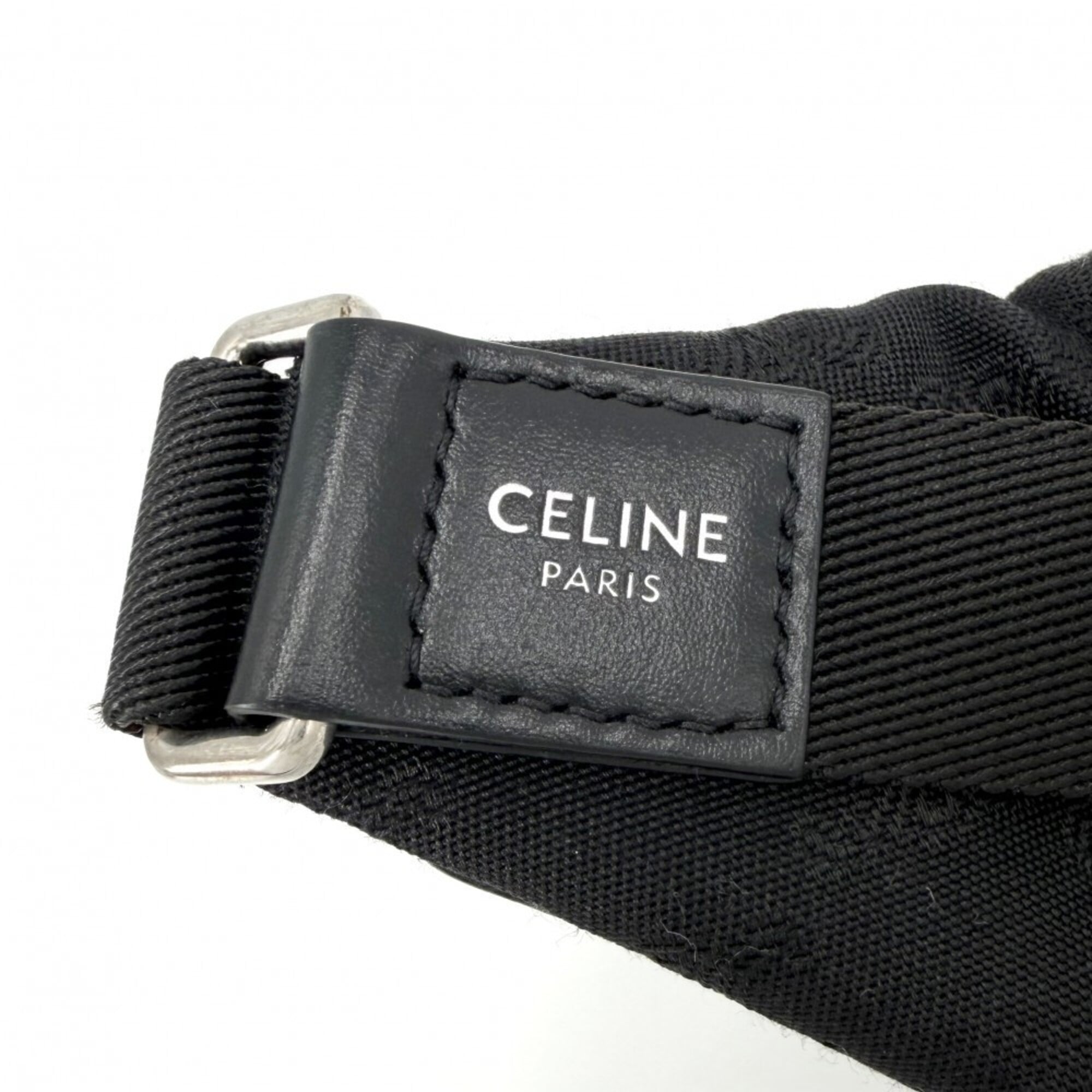 Celine Triomphe Belt Bag/Waist Bag for Men, Black Canvas, Silver Hardware — Like New