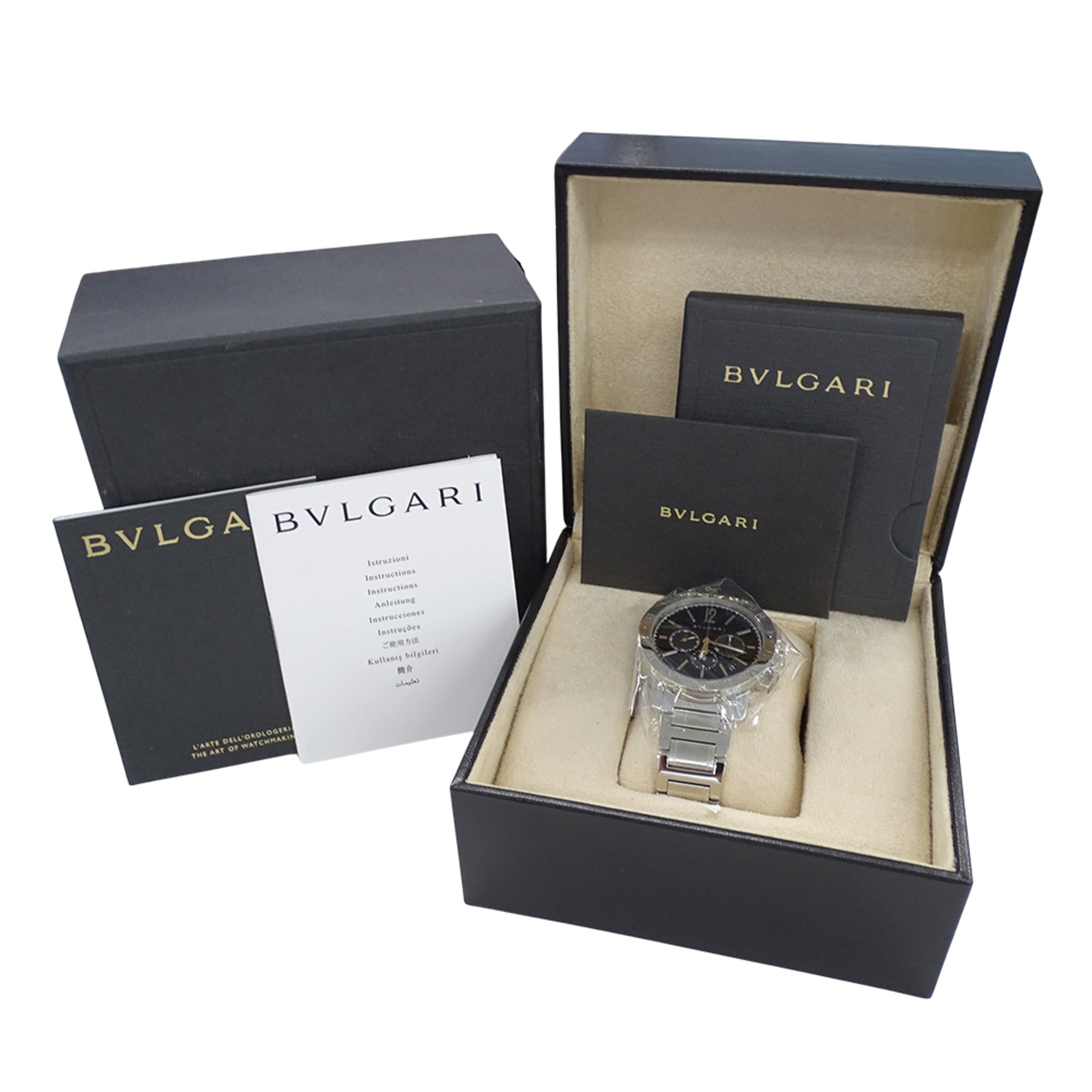 Bulgari BVLGARI Men's Watch, Brand: Chronograph Automatic AT Stainless Steel SS BB41SCH Silver Black — Good