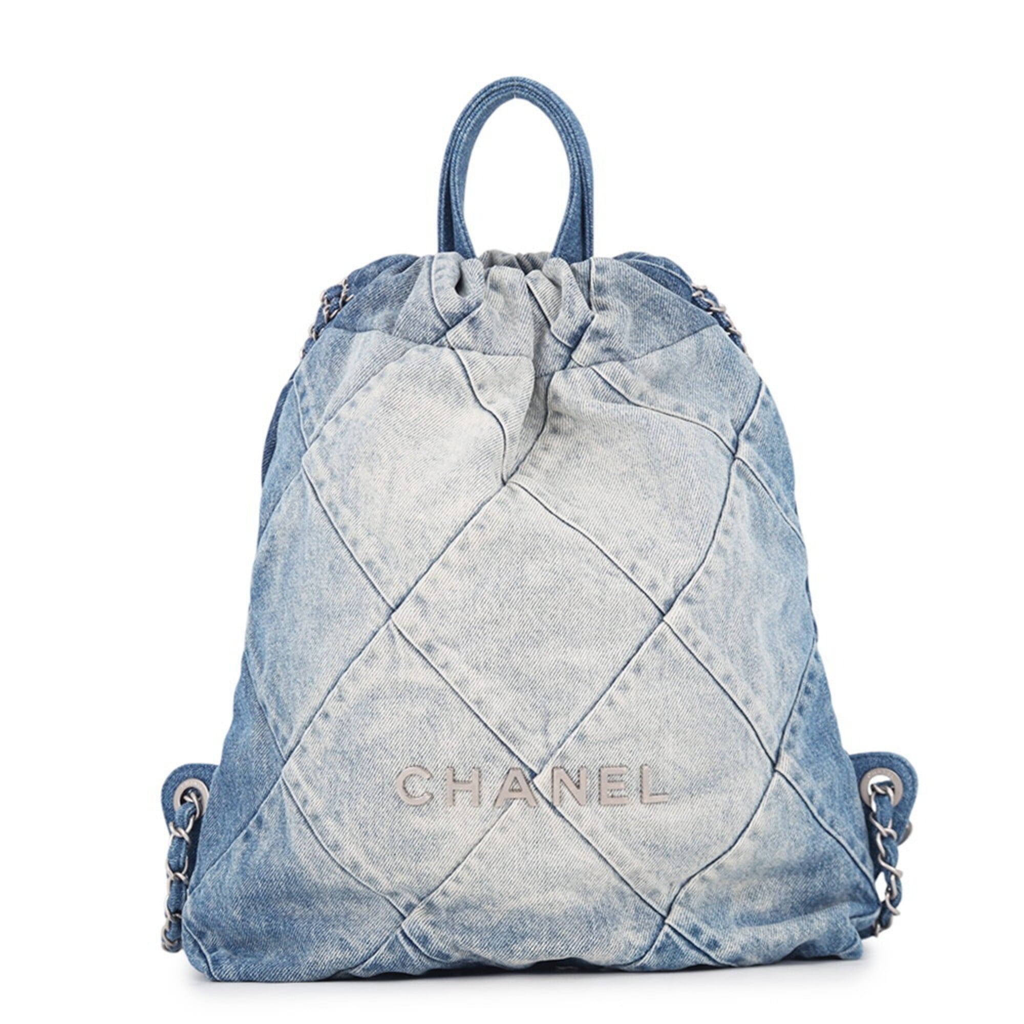 Chanel backpack, 22 Small Denim AS3859, CHANEL handbag, women's — Like New