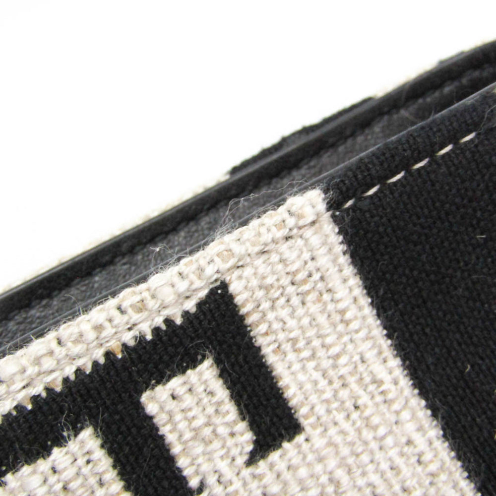 Salvatore Ferragamo Logo EE-24 1638 Men,Women Leather,Cotton Pouch Beige,Black — Like New