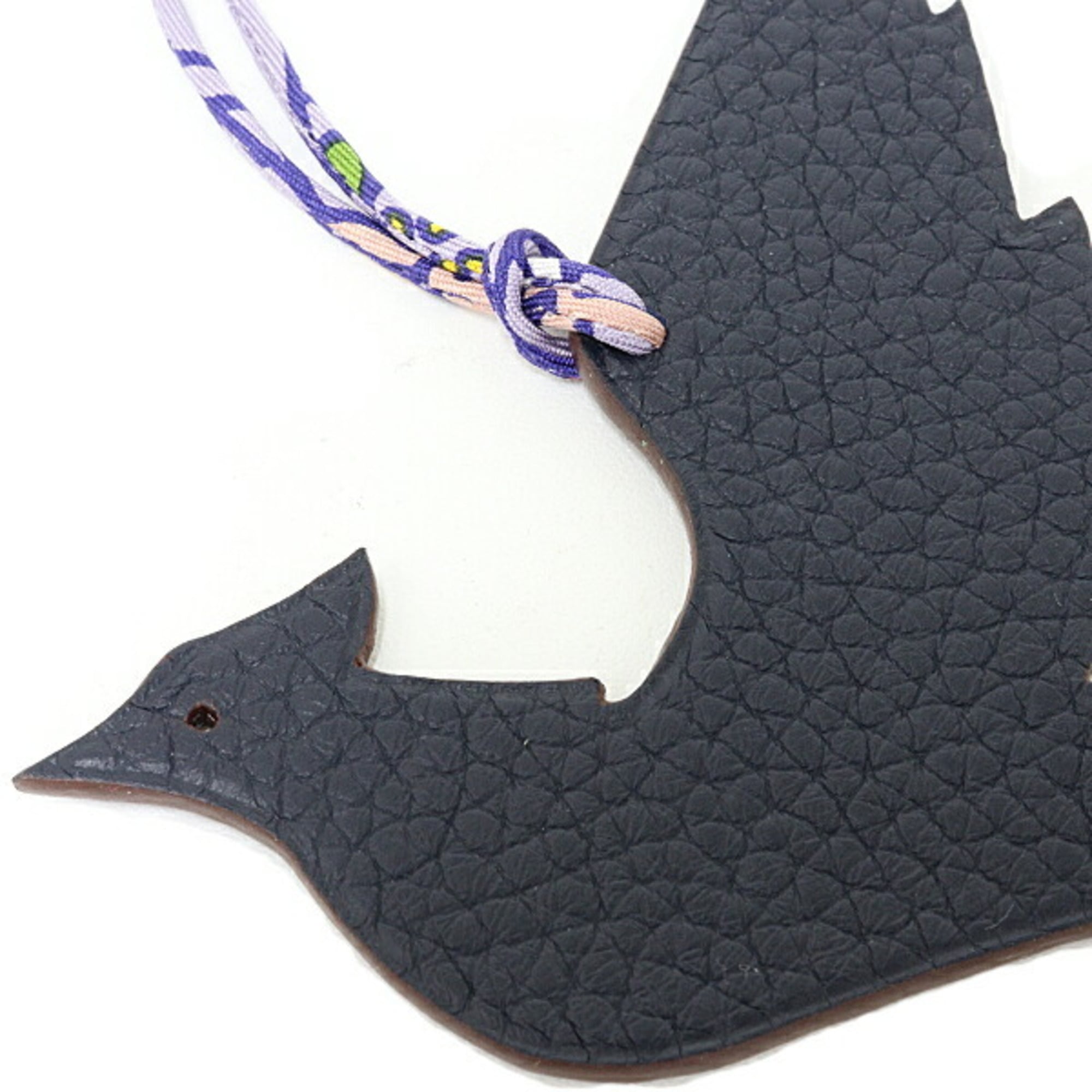 Hermes Petit H charm, phoenix design, bag charm/keychain, purple/navy — Like New