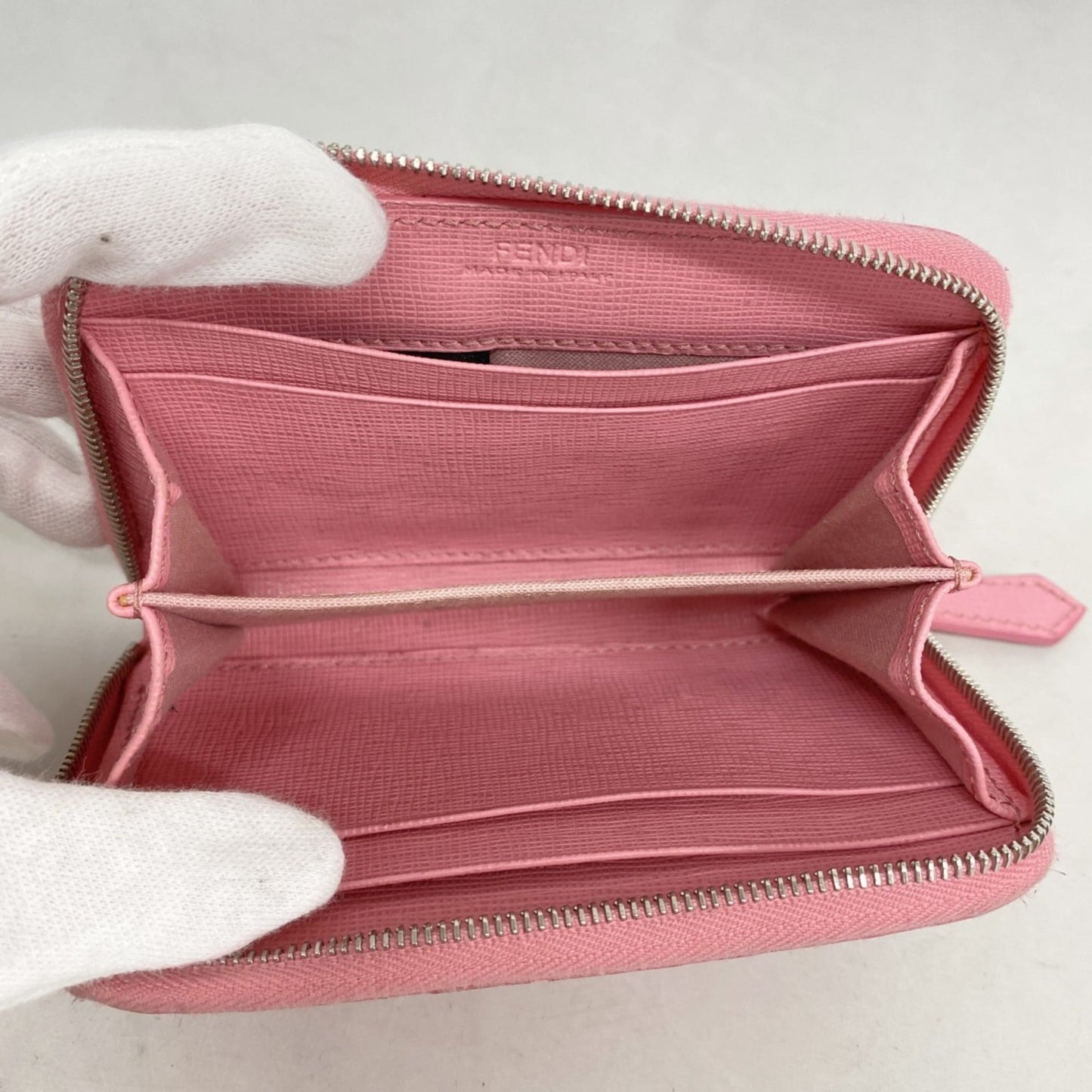 Fendi Monster Leather Wallet/Coin Case, Pink, Women's