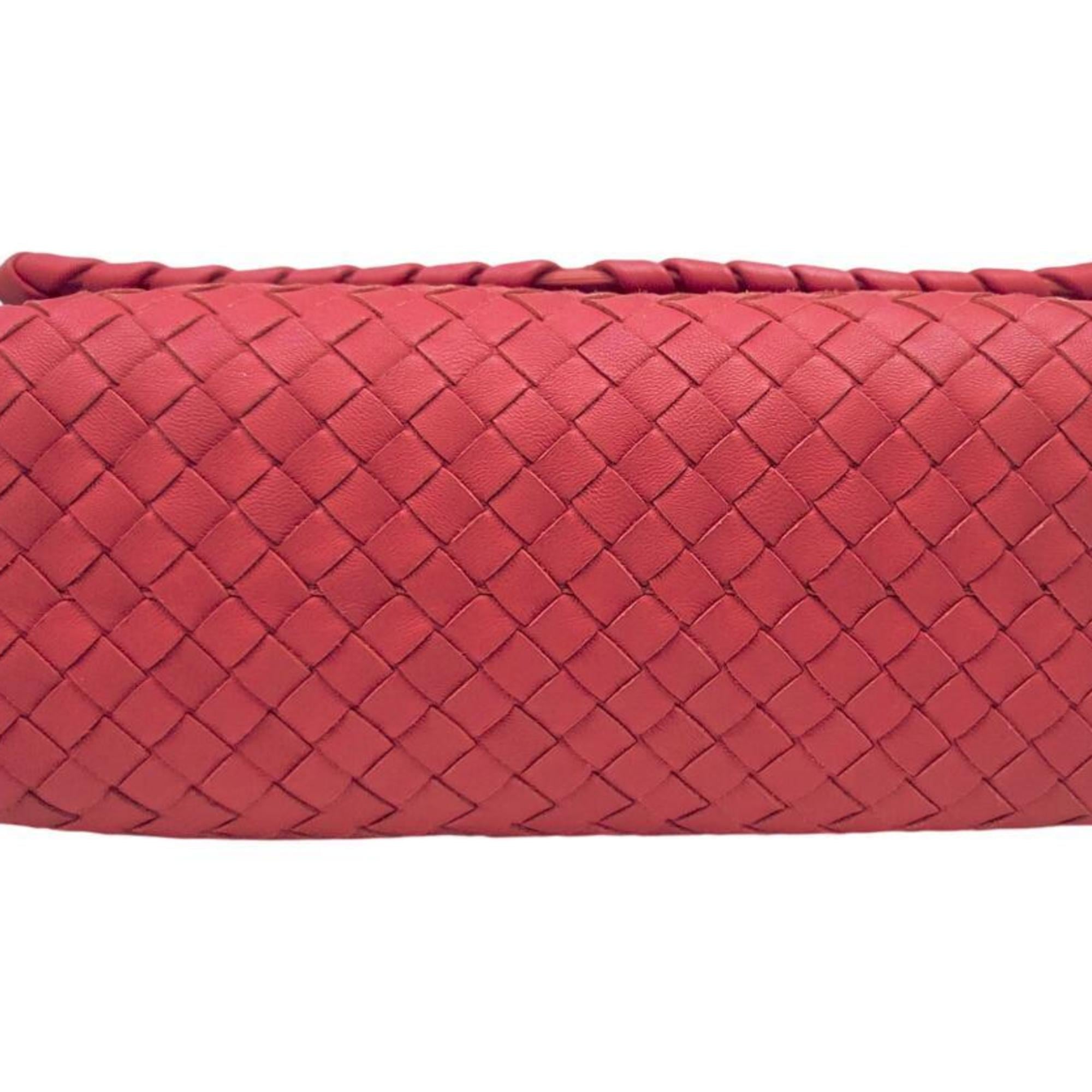 BOTTEGA VENETA Olympia Intrecciato Chain Shoulder Bag in Red Lambskin for Men and Women