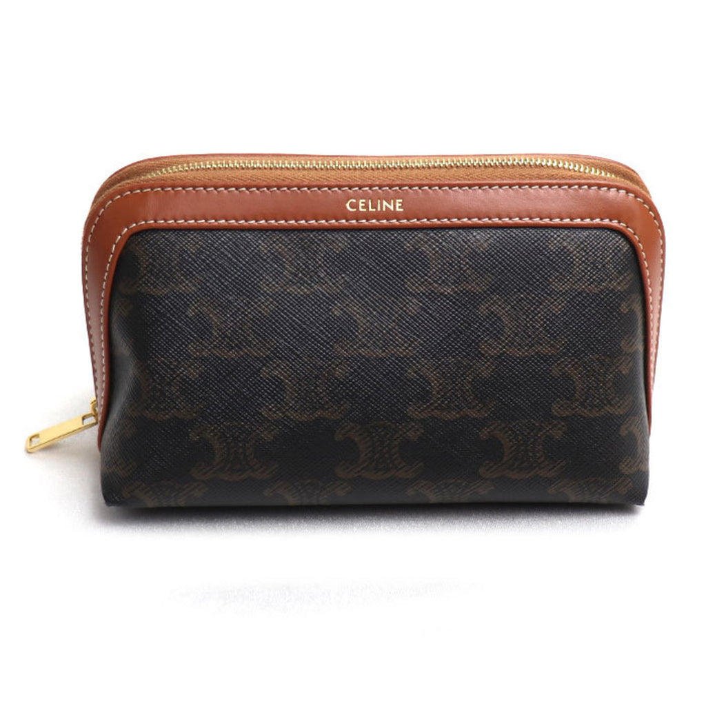 CELINE Triomphe Small Cosmetic Pouch, Tan, 4M1622CZJ.04LU, Women's