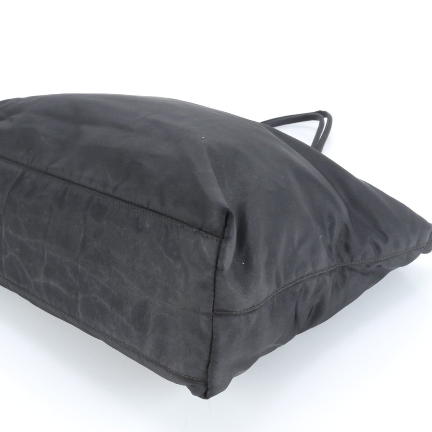 Prada Tessuto Nylon Triangle Logo Tote Bag Shoulder Handbag Black Women's