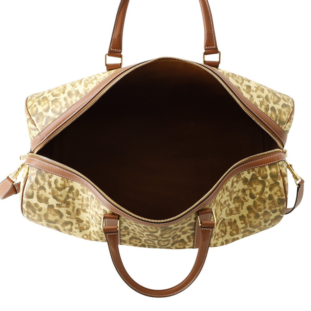 Celine Boston bag, leopard print, Triomphe leather, CELINE 2-way shoulder handbag — Like New