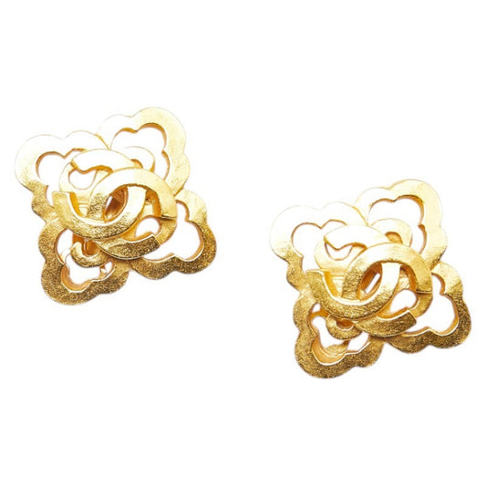Chanel Coco Mark Earrings Gold Plated Women's CHANEL