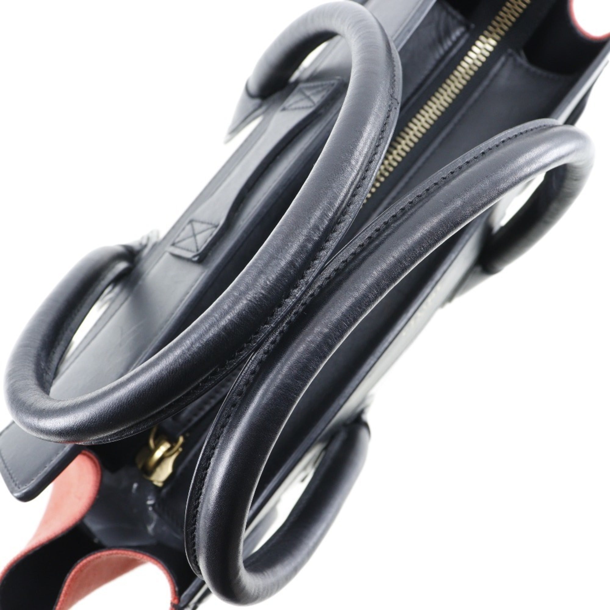 CELINE Luggage Handbag Micro Shopper Tricolor 167792 Calf x Canvas Made in Italy Black A5 Zipper Women's