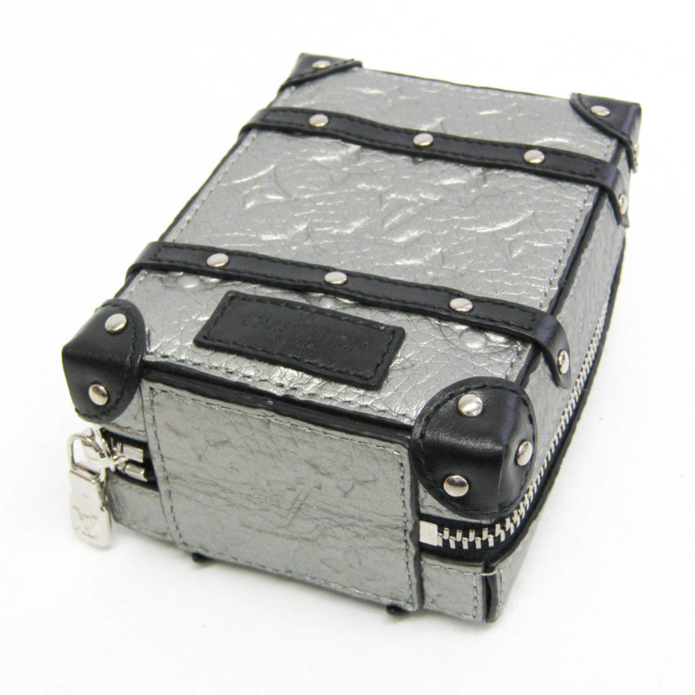 Louis Vuitton Leather Handbag Charm Silver,Black Pochette Soft Trunk Backpack M01392 — Like New