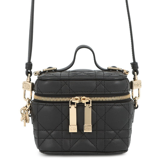 Christian Dior Dior Lady Cannage Micro Vanity Handbag in Lambskin, S0918ONMJ, Black, 2-Way Shoulder Bag