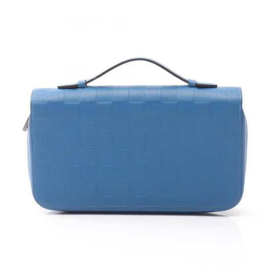 Louis Vuitton Zippy XL Damier Infini Round Long Wallet, Leather, Men's, Blue, N60079