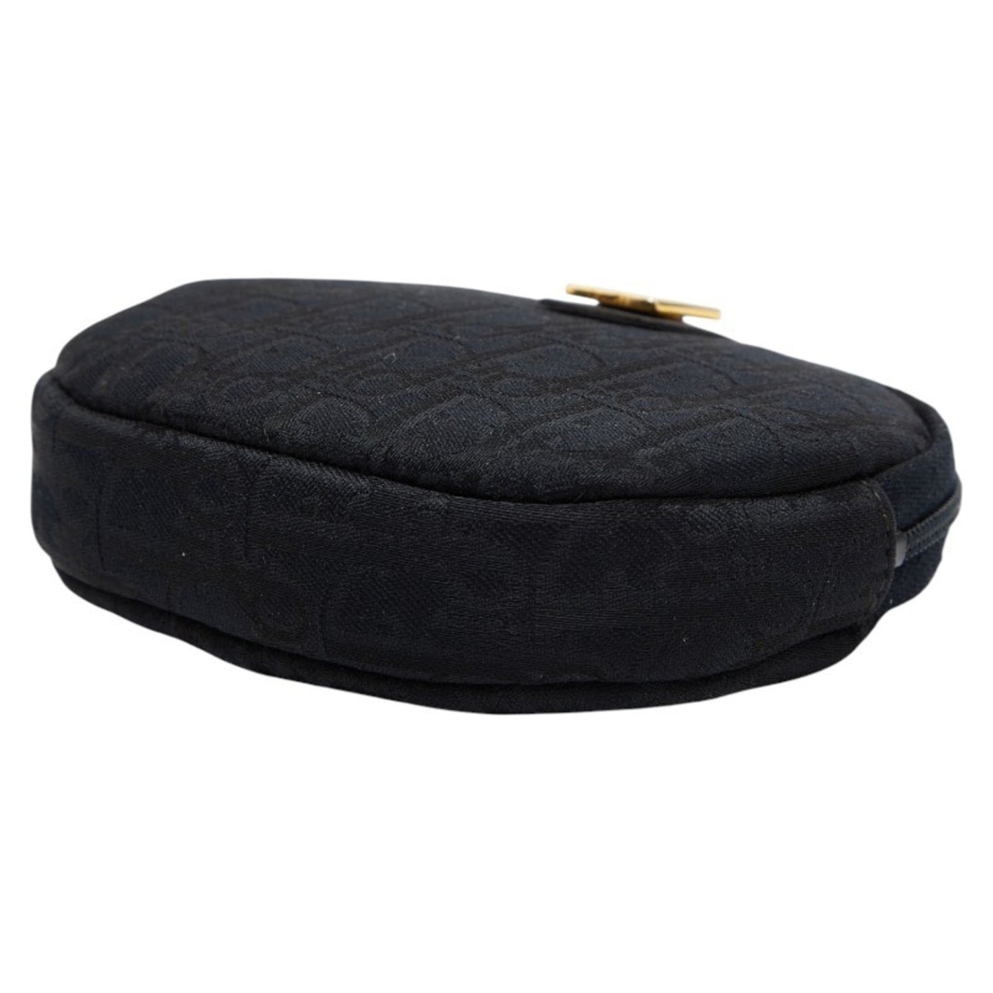 Christian Dior Dior Trotter Logo Chain Shoulder Bag Wallet/Coin Purse Black Canvas Women's