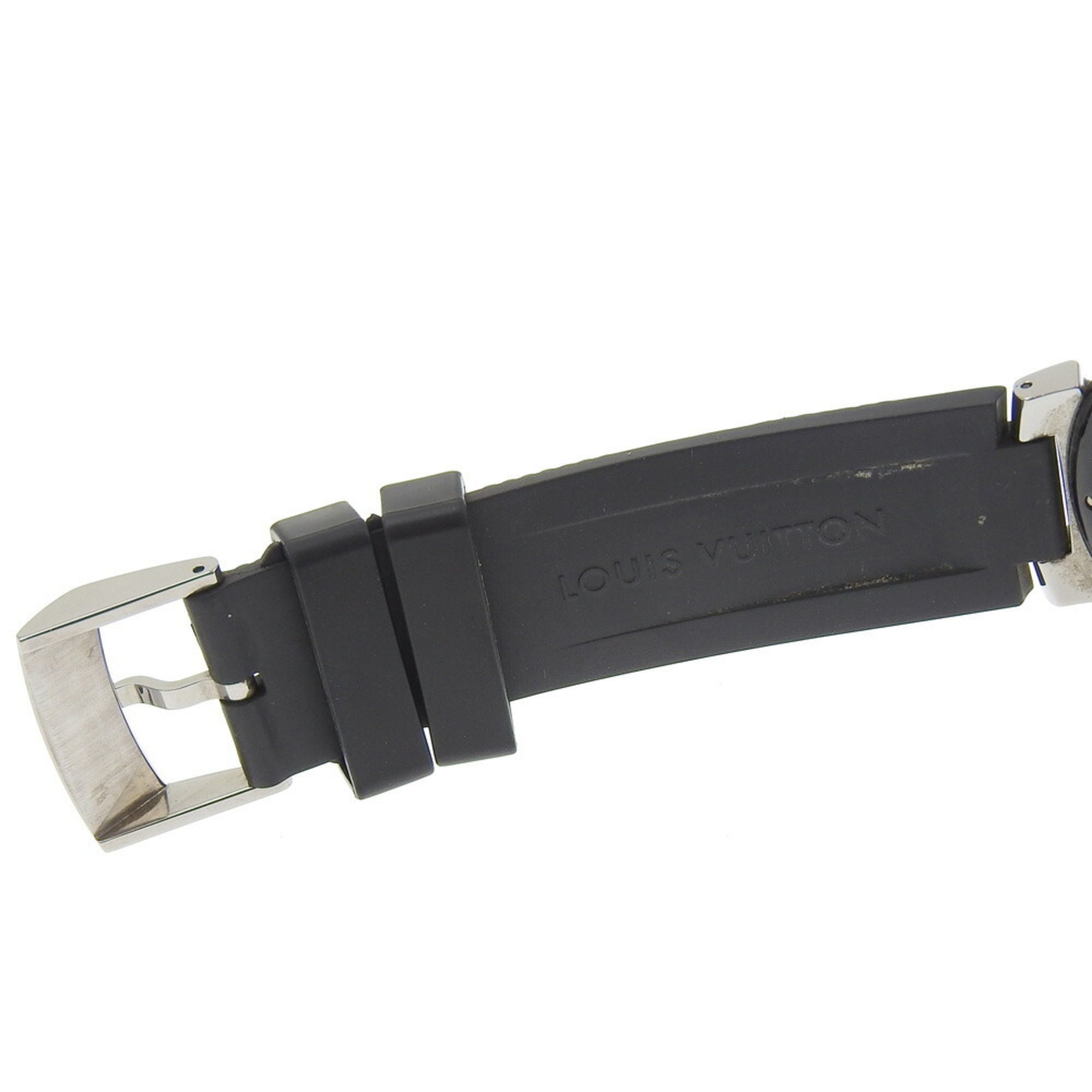 Louis Vuitton Tambour GMT Watch Q113K Stainless Steel x Rubber Automatic Black Dial Men's — Good