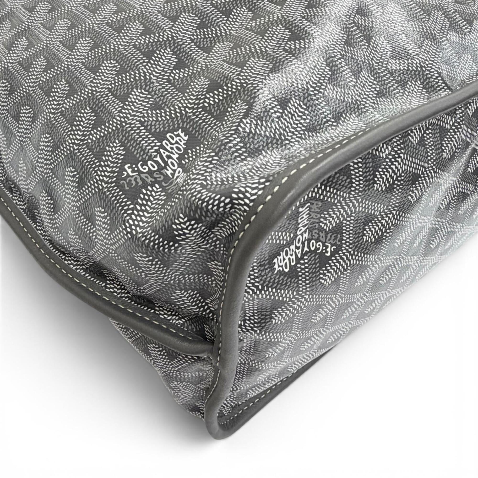 GOYARD Ange PM Tote Bag, Goyardine Canvas with Leather Accents, Comes Pouch, Grey, Made in France, Women's, Includes Dust Bag — Like New