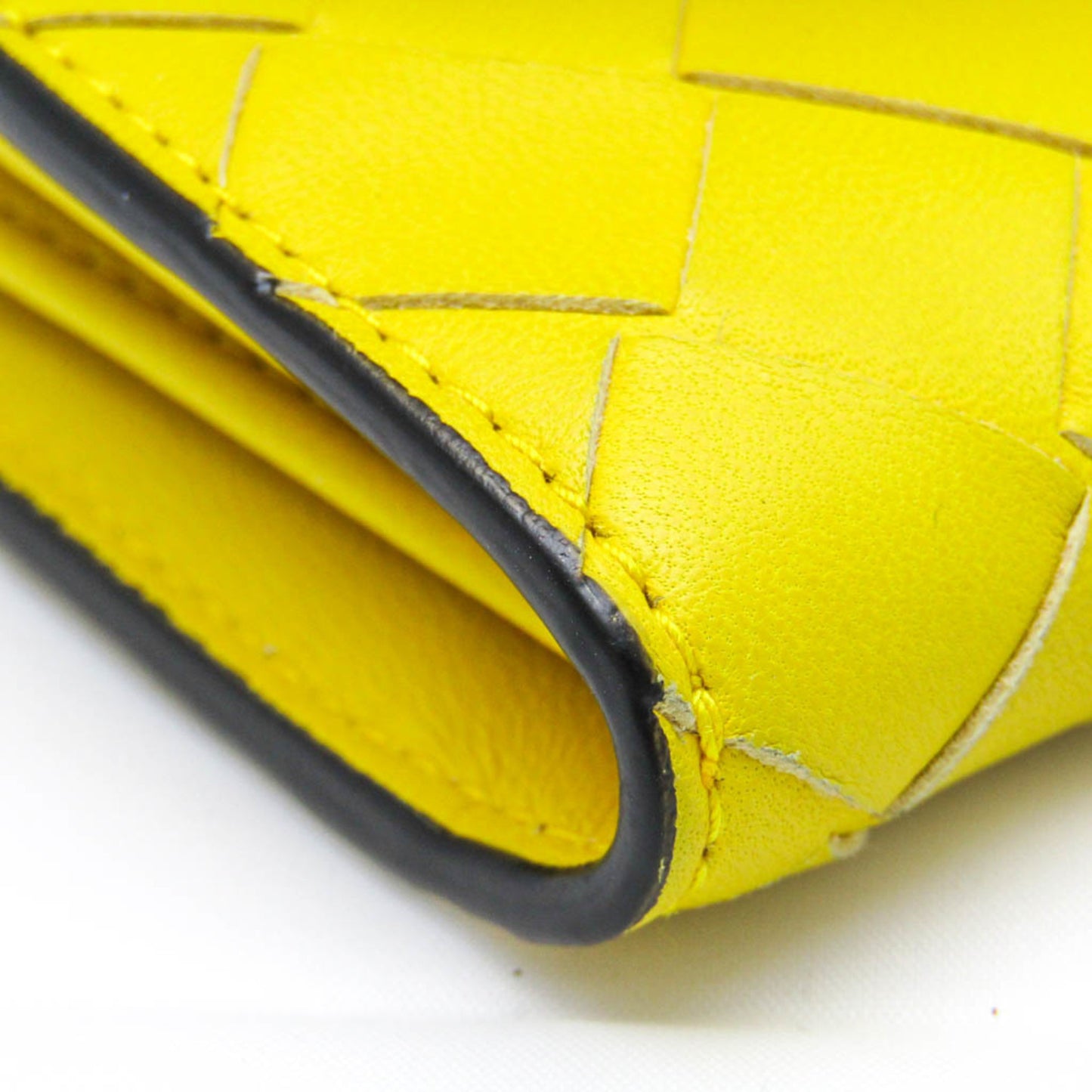 Bottega Veneta Intrecciato 577841 Men,Women Leather Wallet (bi-fold) Black,Yellow