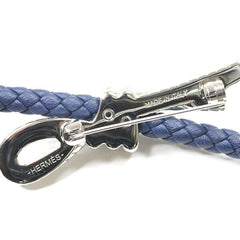 Hermes HERMES Brooch Fleur Swift Linen Blue Navy Flower — Like New