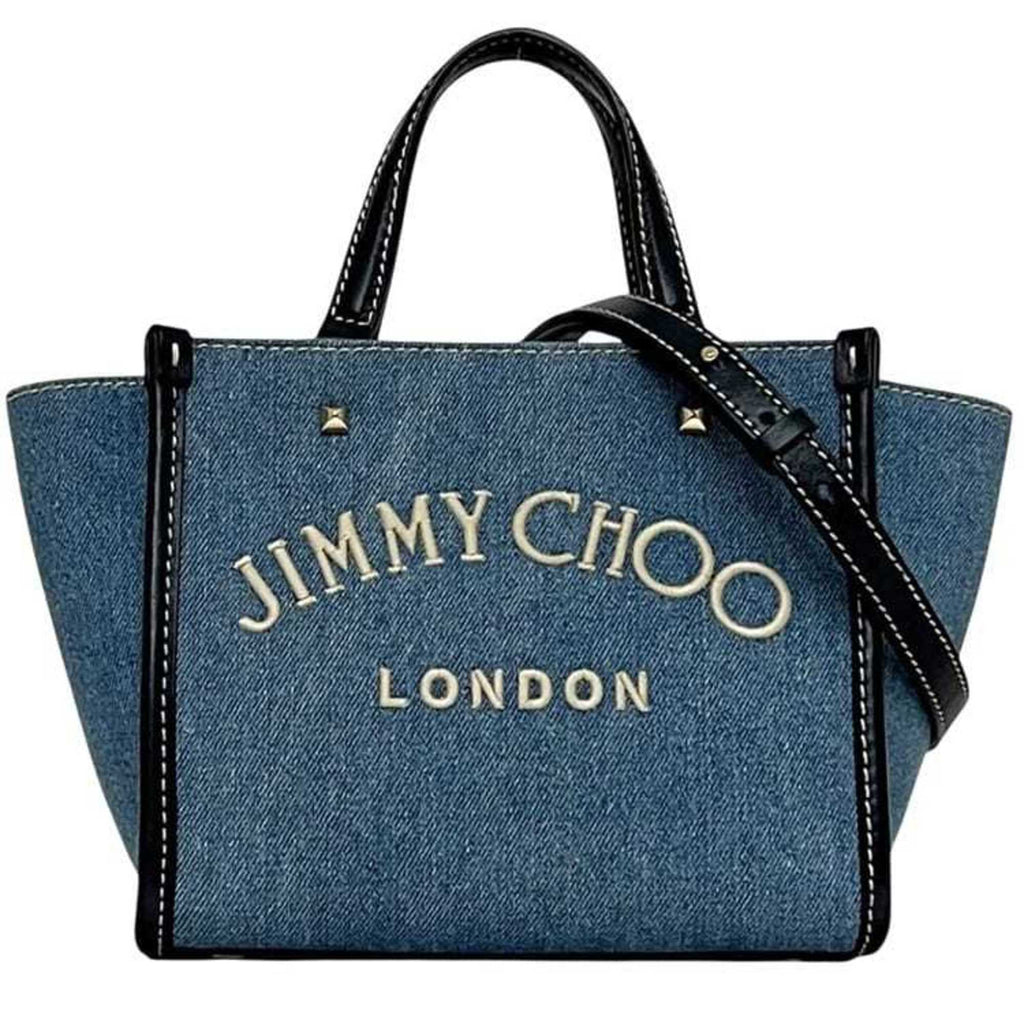 Jimmy Choo 2-way bag f-24513 denim blue navy JI1630AW001266 washed leather 55SG JIMMY CHOO handbag crossbody shoulder embroidered women's