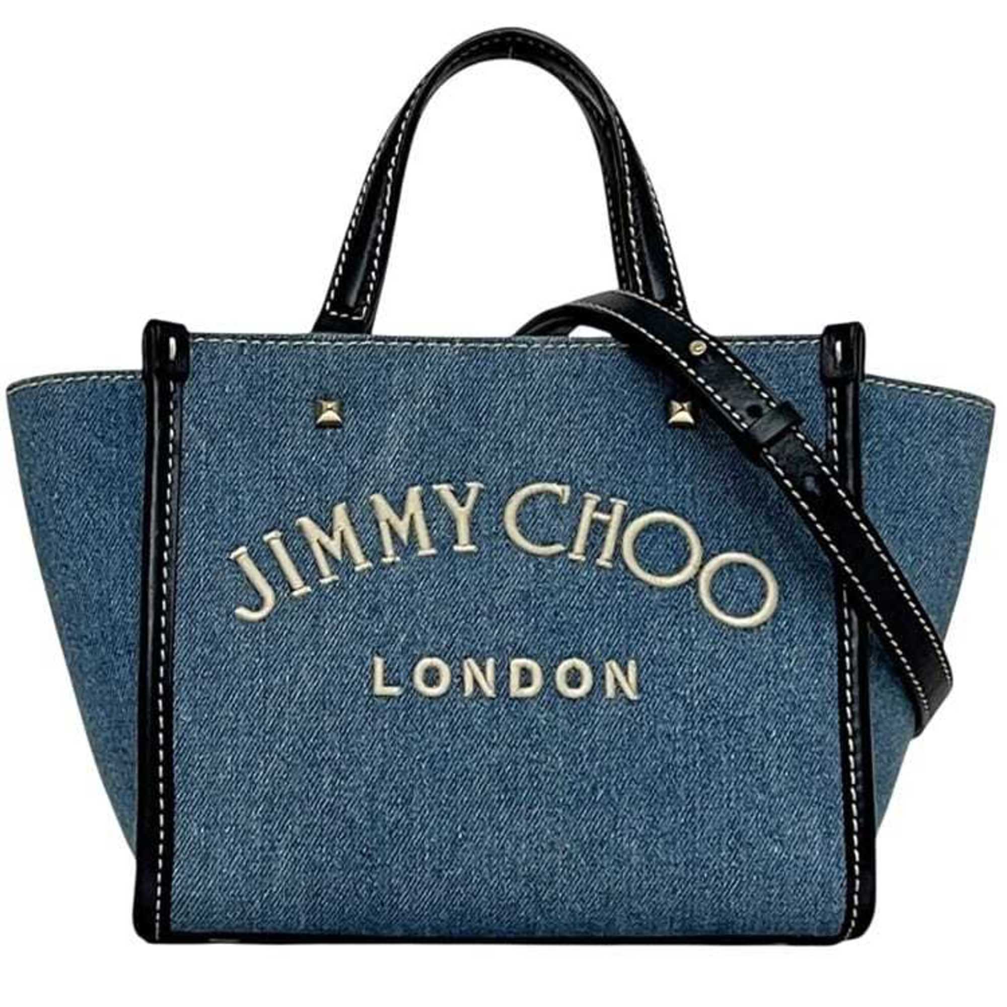 Jimmy Choo 2-way bag f-24513 denim blue navy JI1630AW001266 washed leather 55SG JIMMY CHOO handbag crossbody shoulder embroidered women's