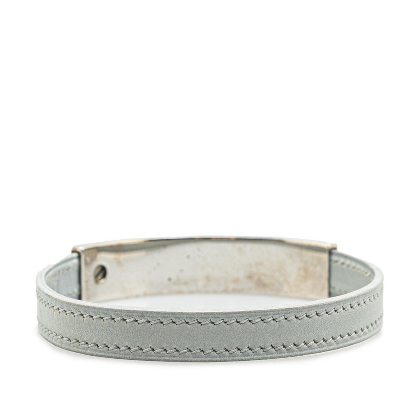 Hermes Puspus Bracelet in Gray and Silver Metal Leather for Women
