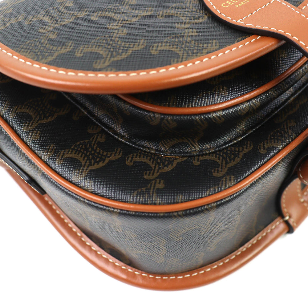 CELINE 19150 Folco Medium Triomphe Canvas Shoulder Bag, Tan Brown, Women's - Highly Recommended! — Like New