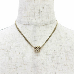 CHANEL A22K CC Logo Coco Mark Cube Necklace Choker Accessory Gold Tone Made in Italy Women's Comes with Box Highly Recommended ◎ — Like New
