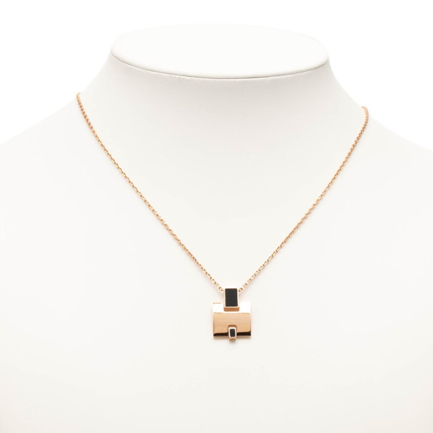 Hermes Eileen Pendant Necklace Gold and Black Plated for Women