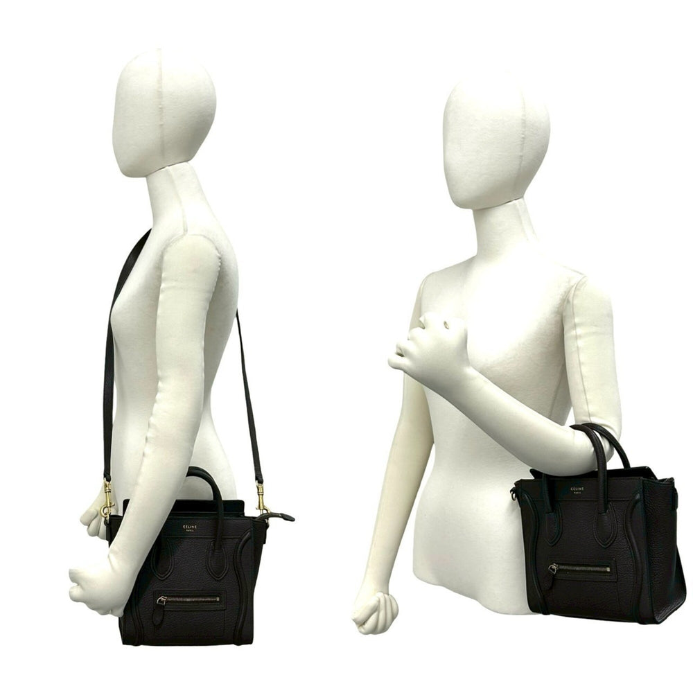 CELINE Luggage Nano Shopper Leather 2-way Handbag Shoulder Bag Mini Tote Brown 42681 — Like New