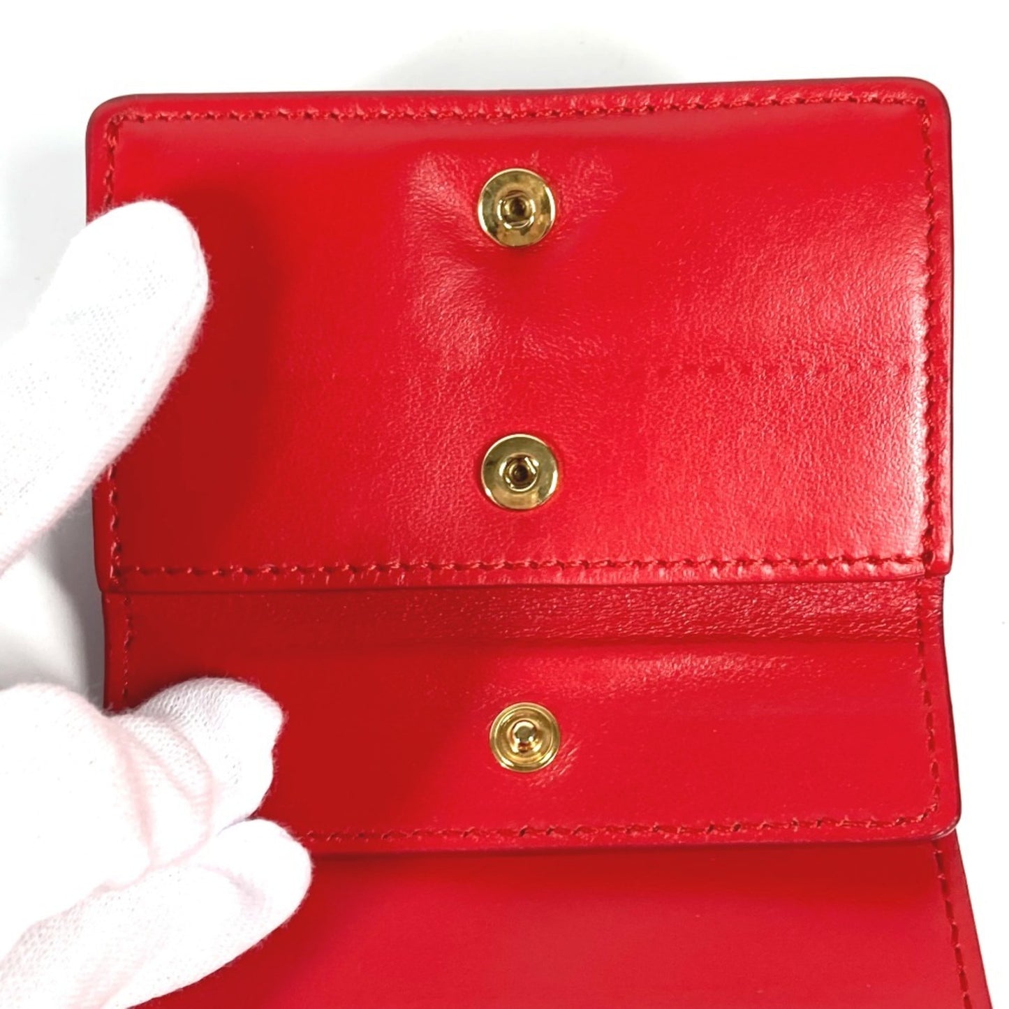 BURBERRY TB Compact Wallet, Bifold Leather Women's, Red