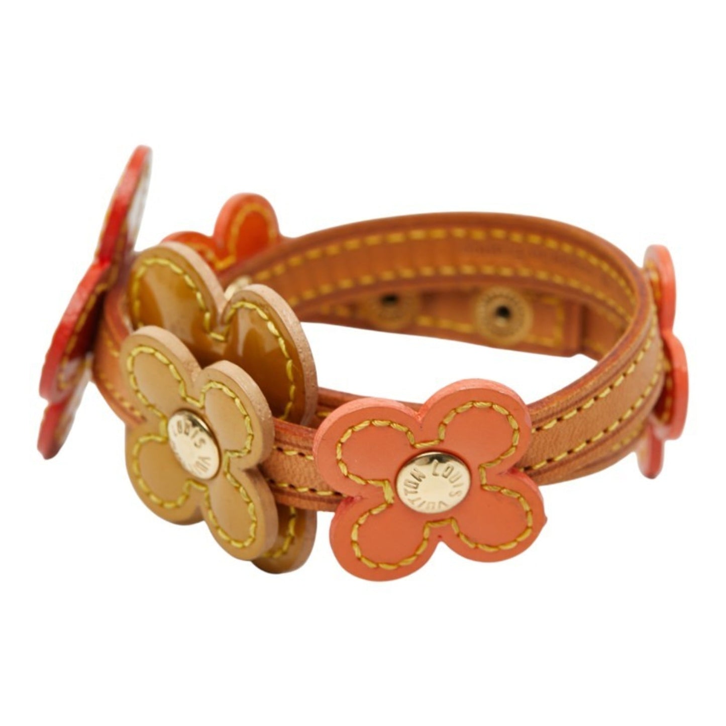 Louis Vuitton Monogram Vernis Flower Lexington Bracelet M92251 Brown, Orange, and Red Leather Women's LOUIS VUITTON