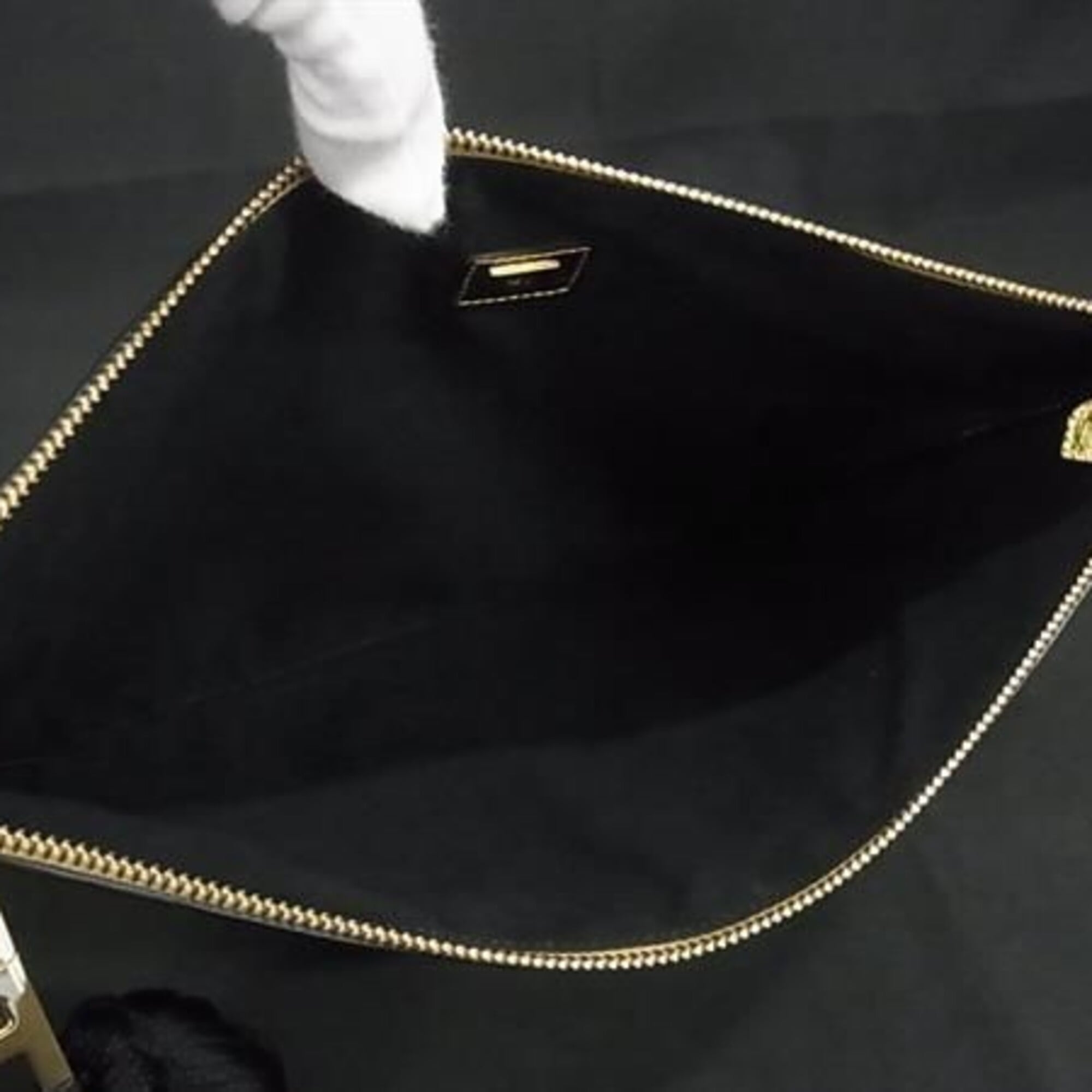 FENDI Clutch Bag Large Flat Pouch 8N0178 Gold Leather Men's Women's Tassel — New - Store Return