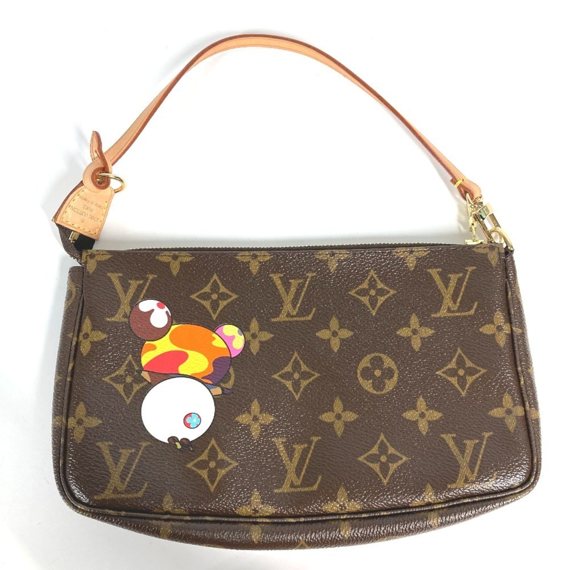 LOUIS VUITTON M51981 Monogram Panda Pochette Accessoires by Takashi Murakami. Accessory pouch, handbag, shoulder bag, canvas, women's, brown, like new — Like New