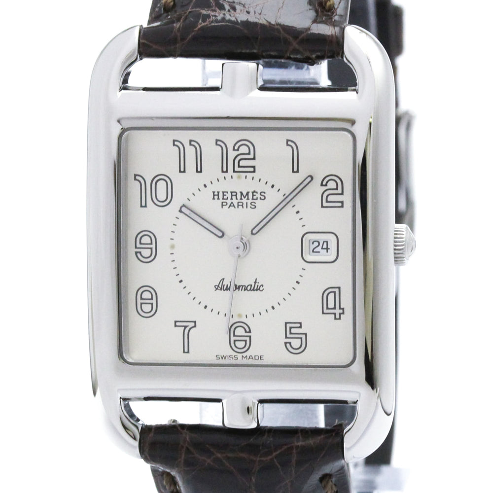 HERMES Cape Cod Steel Leather Automatic Mens Watch CC1.710 Polished — Very Good