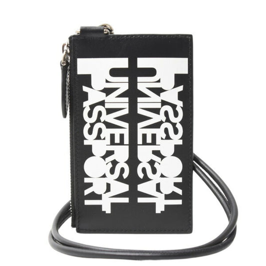 Burberry Men's and Women's Card Case Coin from the Universal Passport Collection, Black with Shoulder Strap Leather, 8051832